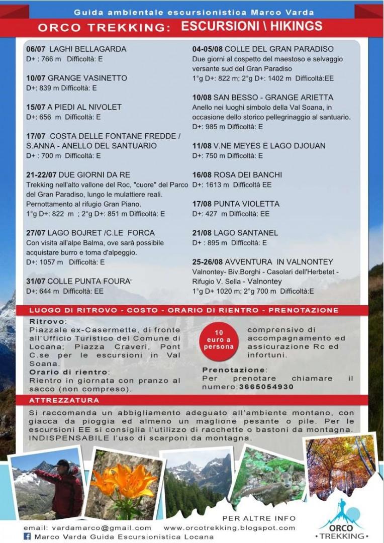 Orco Trekking - escursioni estive 2018