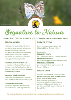 Locandina concorso Citizen Science 2022 "Segnalare la Natura"